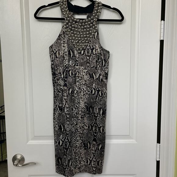 LAUNDRY by Shelli Segal 100% Silk Snakeskin Print Mini Halter Dress Size 4 - Picture 1 of 10
